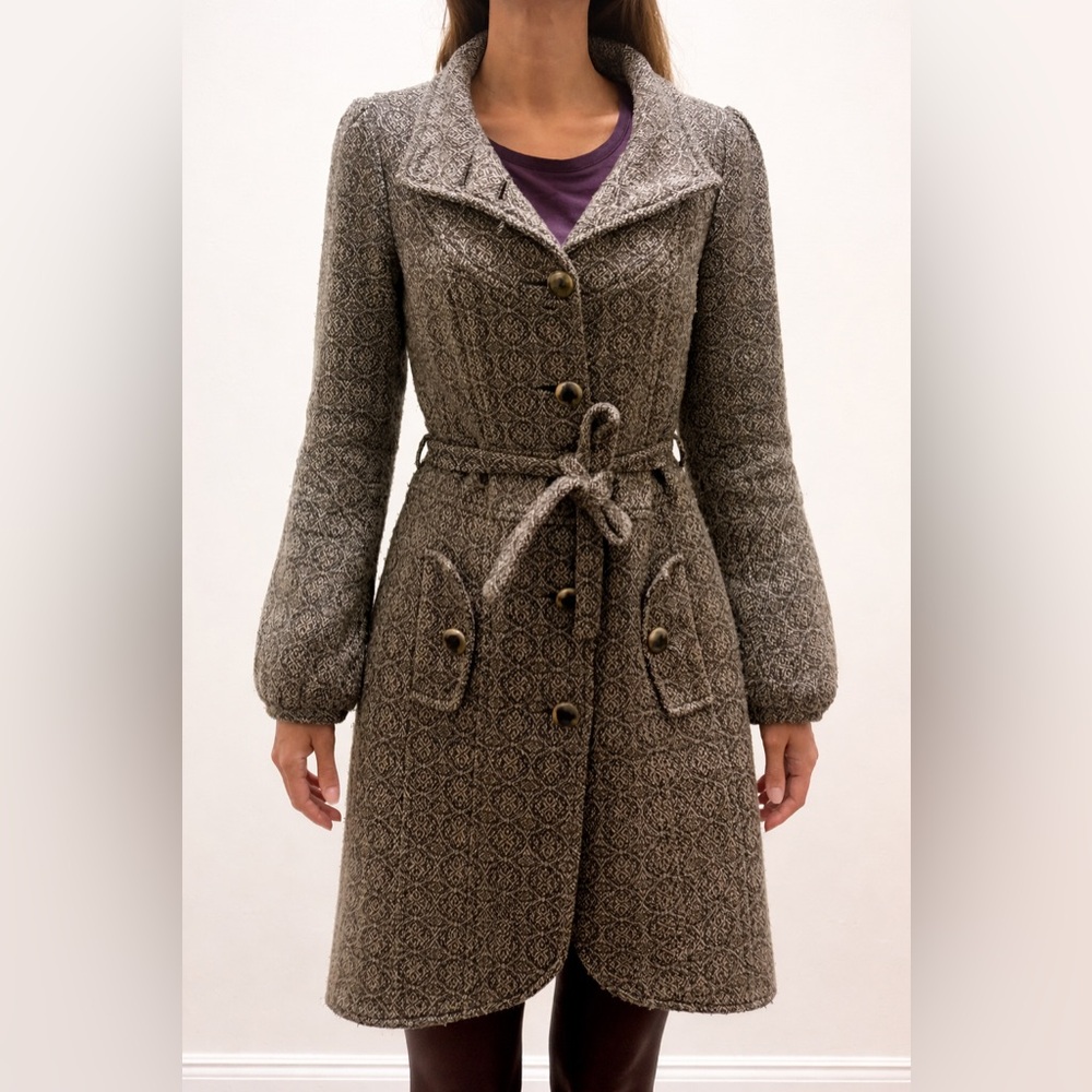 Vero Moda Textured Brown Wool Trench Coat